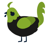 Salad, a sable and chartreuse chicken with a head pattern