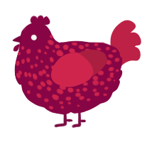 (unnamed), a maroon and crimson chicken with a speckle pattern