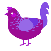 Battery Acid Grape, a plum and blurple chicken with a half-lace pattern