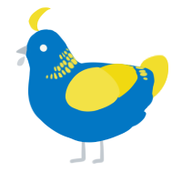 A sapphire and yellow chicken with a neck-band pattern