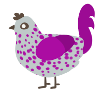The EGGx0rci5t, a silver and plum chicken with a speckle pattern