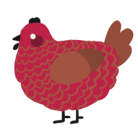 Metallophobia, a crimson and russet chicken with a lace pattern