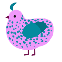 A lavender and sea chicken with a speckle pattern