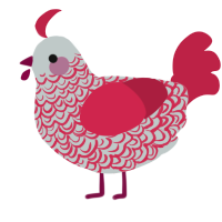 (unnamed), a silver and crimson chicken with a double-lace pattern