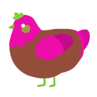 A russet and fuchsia chicken with a head pattern