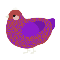 (unnamed), a red and violet chicken with a double-lace pattern