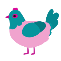 (unnamed), a pink and teal chicken with a head pattern