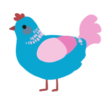 Gender Reveal Cake, a cerulean and pink chicken with a neck-band pattern