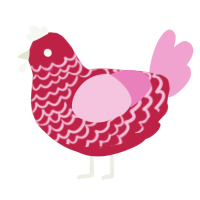 A crimson and pink chicken with a lace pattern