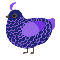 A navy and blurple chicken with a lace pattern