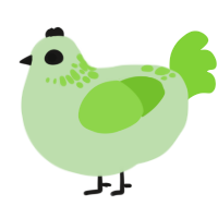 hierophant green, a gluppy and grass chicken with a neck-speckle pattern