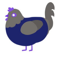 A navy and grey chicken with a head pattern