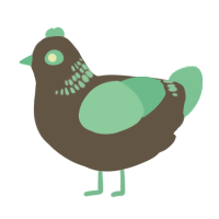 Mint Choco, a grey and mint chicken with a neck-band pattern