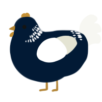 A tumblr and white chicken with a neck-band pattern