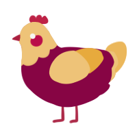 Phoebe, a maroon and honey chicken with a head pattern
