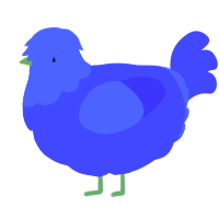 A blurple chicken with a head pattern