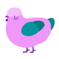 Cave, a lavender and teal chicken