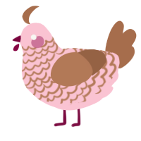 A rose and brown chicken with a lace pattern