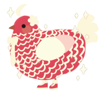 A crimson and pink chicken with a lace pattern