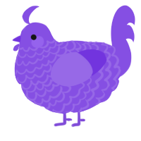 STINKY, a blurple chicken with a lace pattern