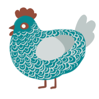 Fishbowl, a teal and silver chicken with a double-lace pattern