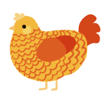 (unnamed), a orange and vermilion chicken with a lace pattern
