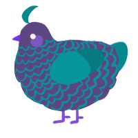 Dubious Scribe, a overcast and teal chicken with a lace pattern