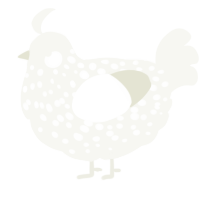 Perfect Puffball, a white chicken with a speckle pattern