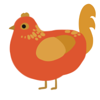 (unnamed), a vermilion and orange chicken with a neck-speckle pattern