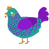 wip, a turquoise and violet chicken with a lace pattern