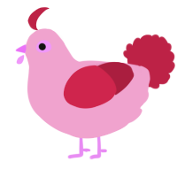 A pink and crimson chicken
