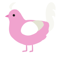 A pink and white chicken