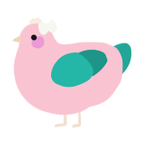 A rose and turquoise chicken