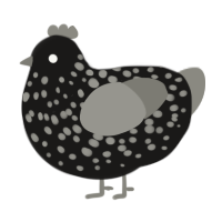 A sable and ash chicken with a speckle pattern