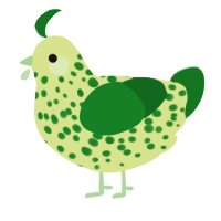 Part 2, a lemon and leaf chicken with a speckle pattern