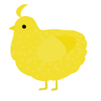 Maize, a yellow chicken with a speckle pattern