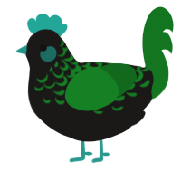 sinbird, a sable and leaf chicken with a half-lace pattern
