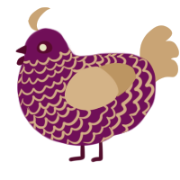 A plum and beige chicken with a lace pattern