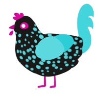 A sable and aqua chicken with a speckle pattern
