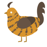 Chocolate Toffee, a orange and bark chicken with a bar pattern