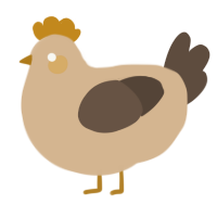 A beige and bark chicken
