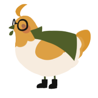 Oracle, a cream and orange chicken with a head pattern