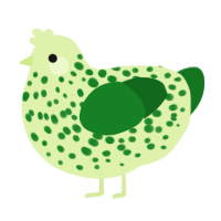 Xyx apple, a apple and leaf chicken with a speckle pattern