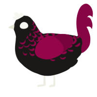 A sable and maroon chicken with a half-lace pattern
