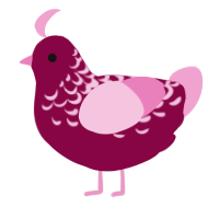twizzler, a maroon and pink chicken with a half-lace pattern
