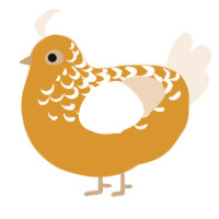 A orange and cream chicken with a half-lace pattern