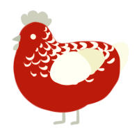 Candycane Cookie, a red and white chicken with a half-lace pattern