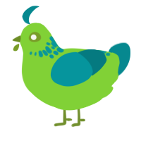 Sour Candy Jr, a grass and teal chicken with a neck-speckle pattern