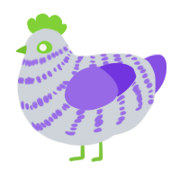 A mist and blurple chicken with a bar pattern