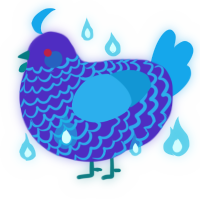 Adélard, a indigo and sky chicken with a lace pattern